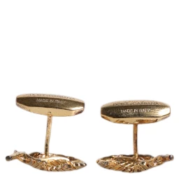 Gold 925 Sterling Silver Crystal Leaf Accessory Cufflink