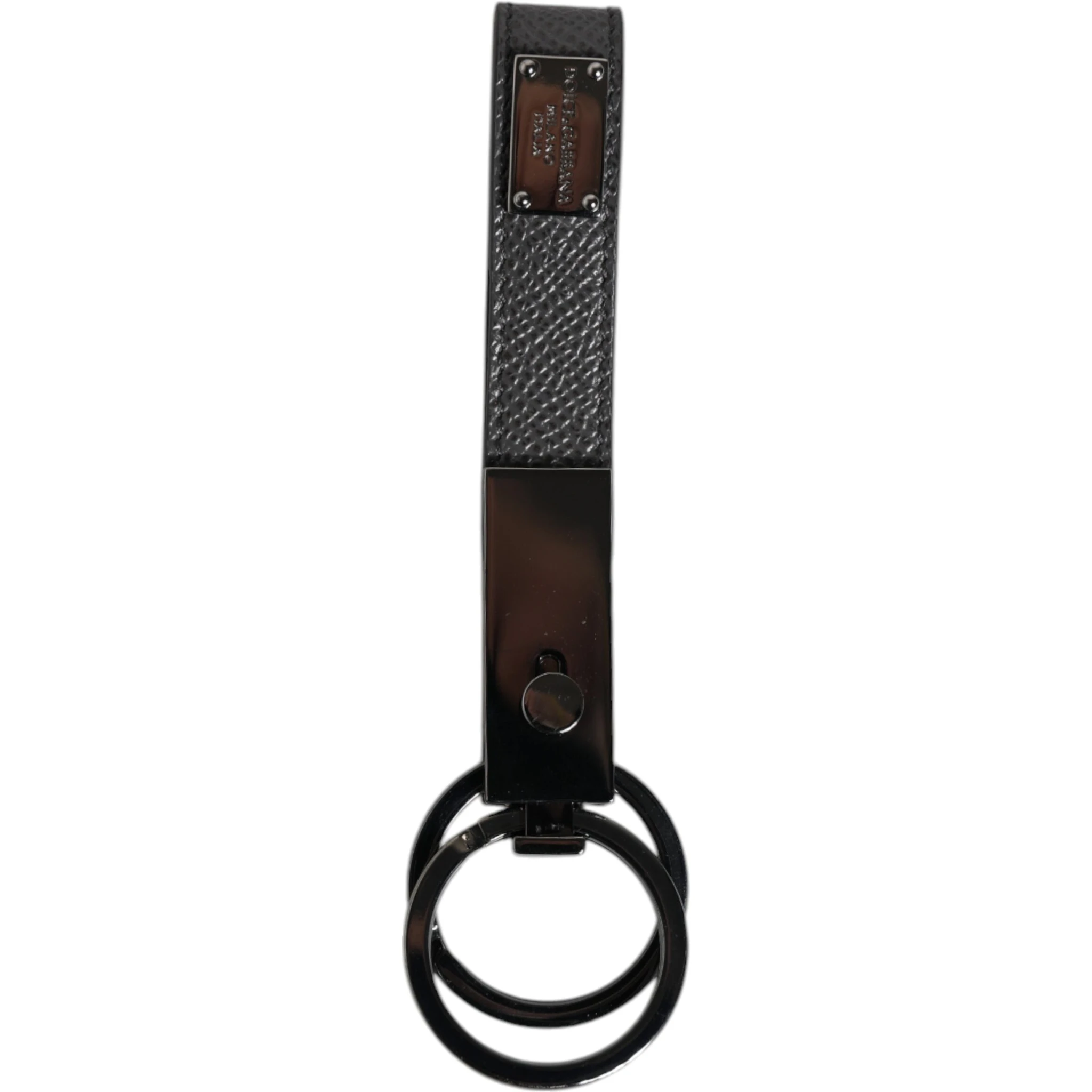 Brown Leather DG Plaque Double Keyring Holder Keychain
