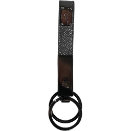 Brown Leather DG Plaque Double Keyring Holder Keychain