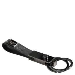 Brown Leather DG Plaque Double Keyring Holder Keychain