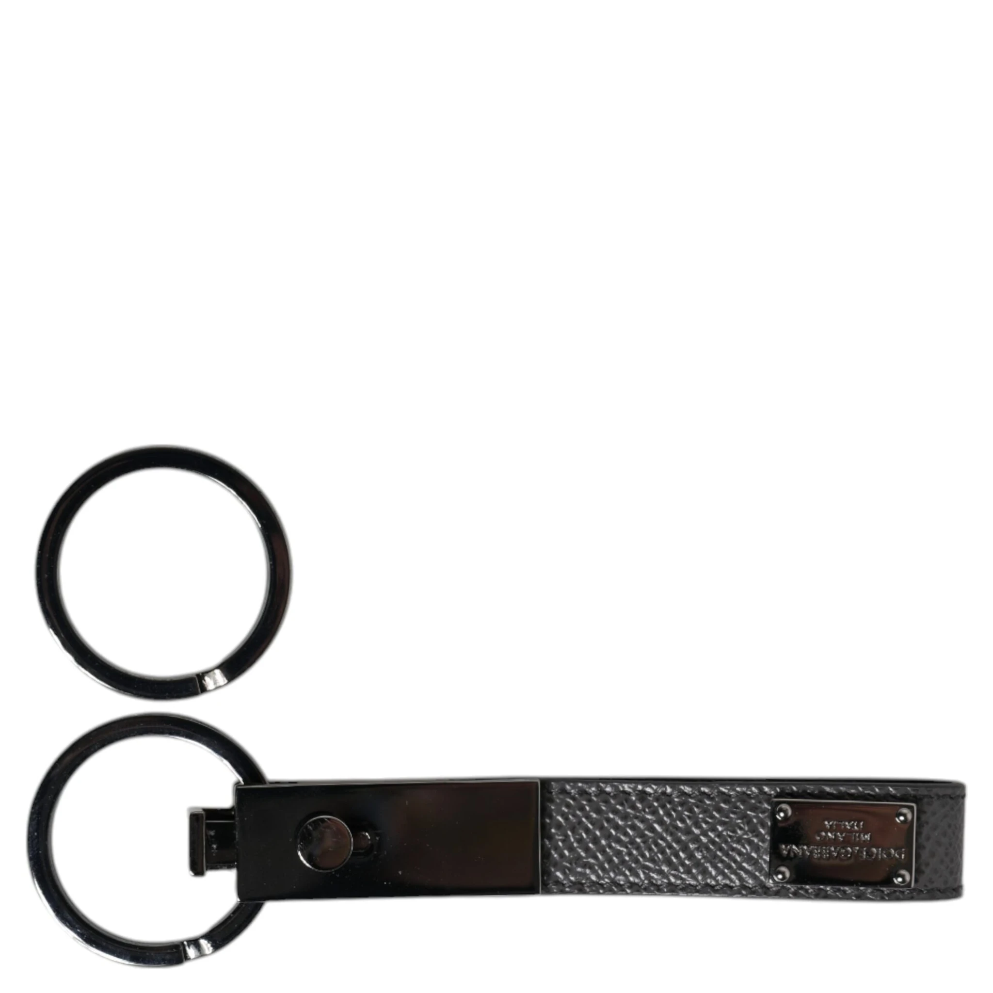 Brown Leather DG Plaque Double Keyring Holder Keychain