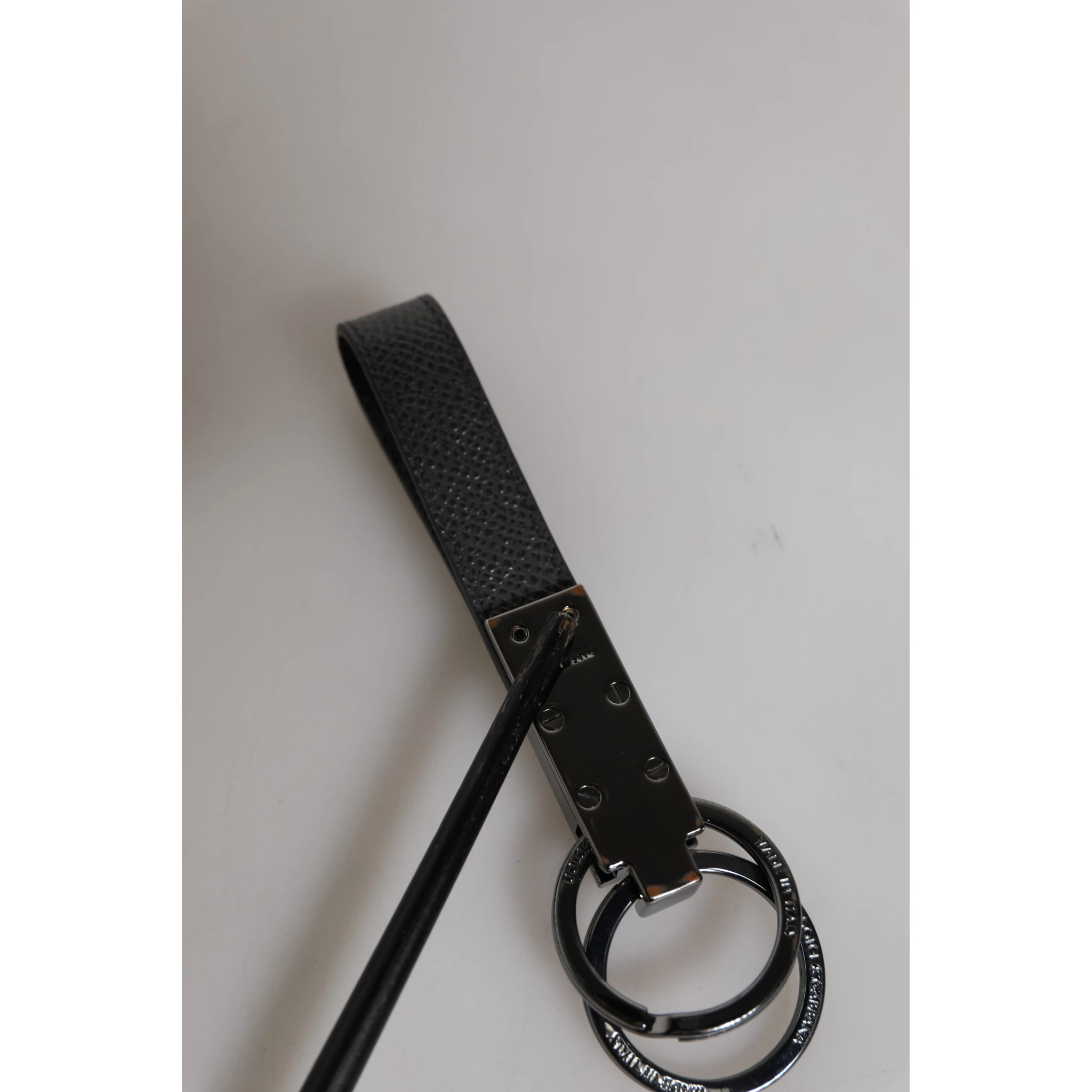 Brown Leather DG Plaque Double Keyring Holder Keychain