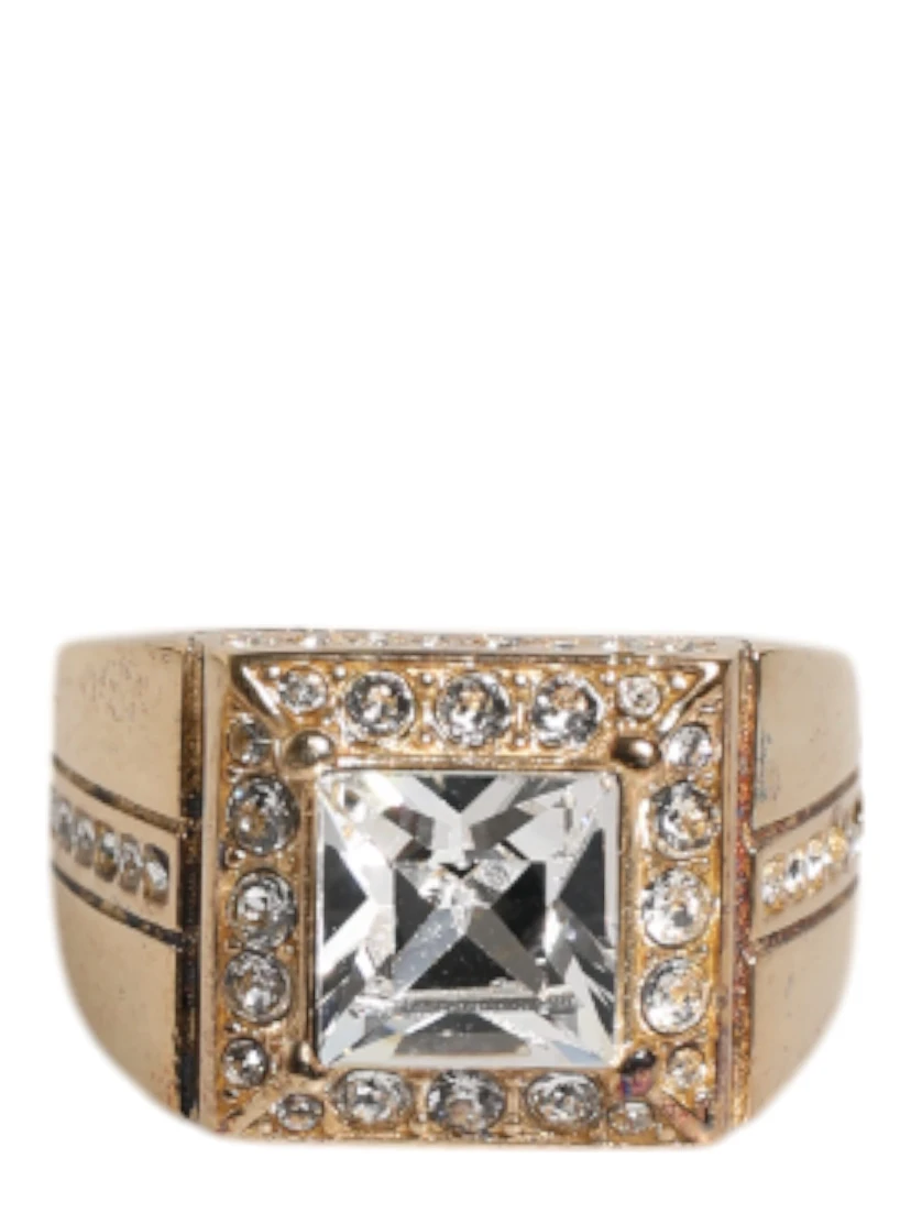 Gold Tone Sterling Silver 925 Crystals Ring