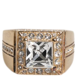 Gold Tone Sterling Silver 925 Crystals Ring