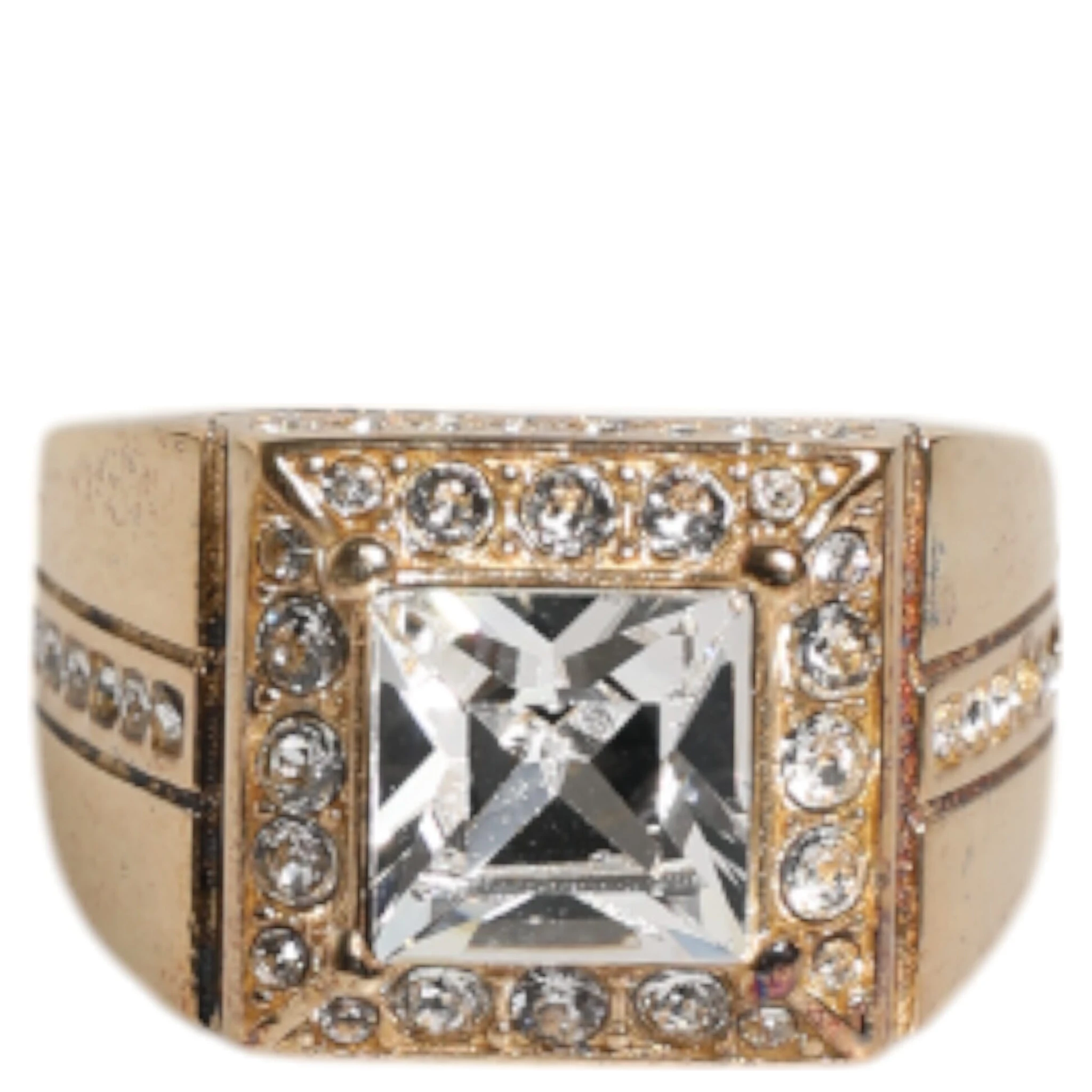 Gold Tone Sterling Silver 925 Crystals Ring