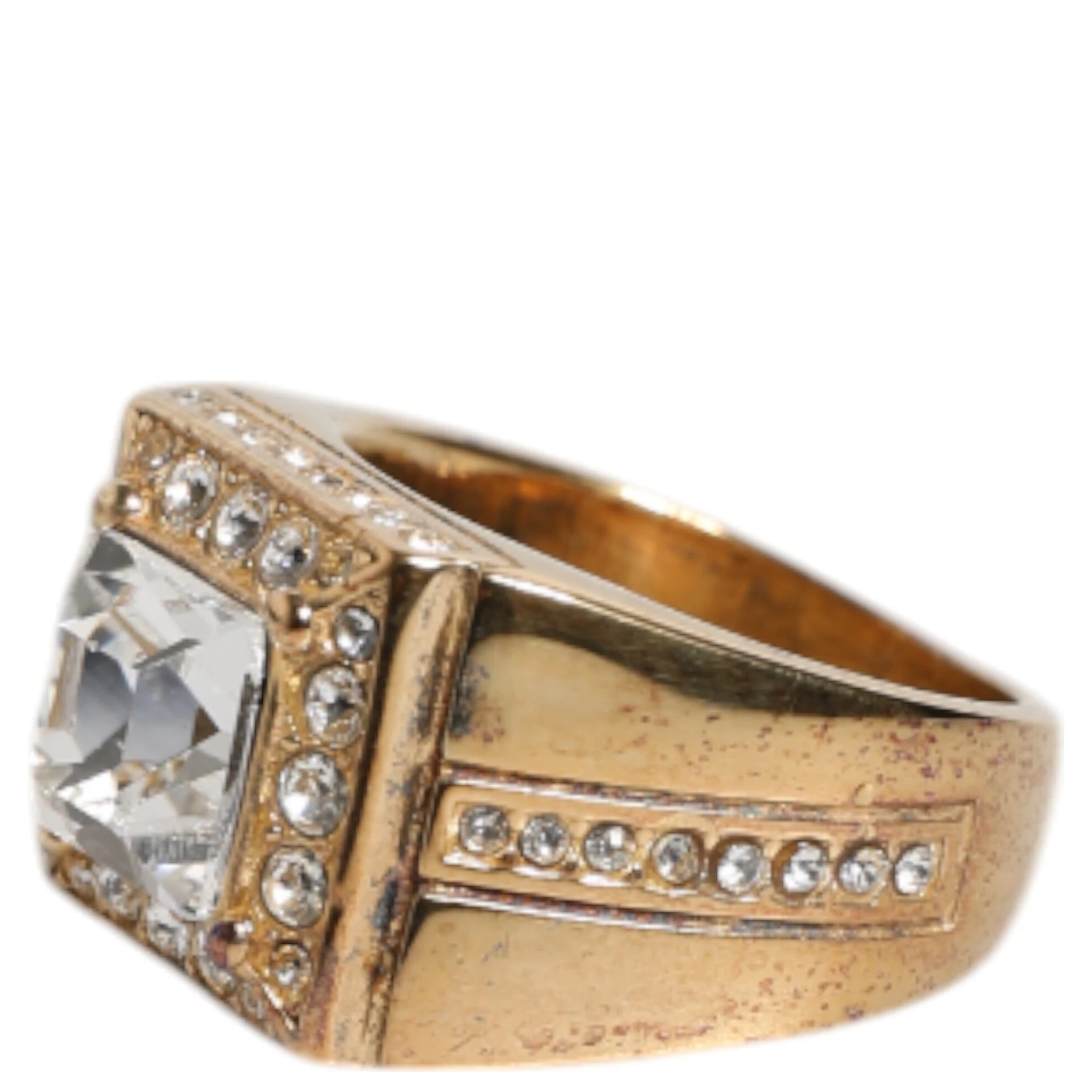 Gold Tone Sterling Silver 925 Crystals Ring