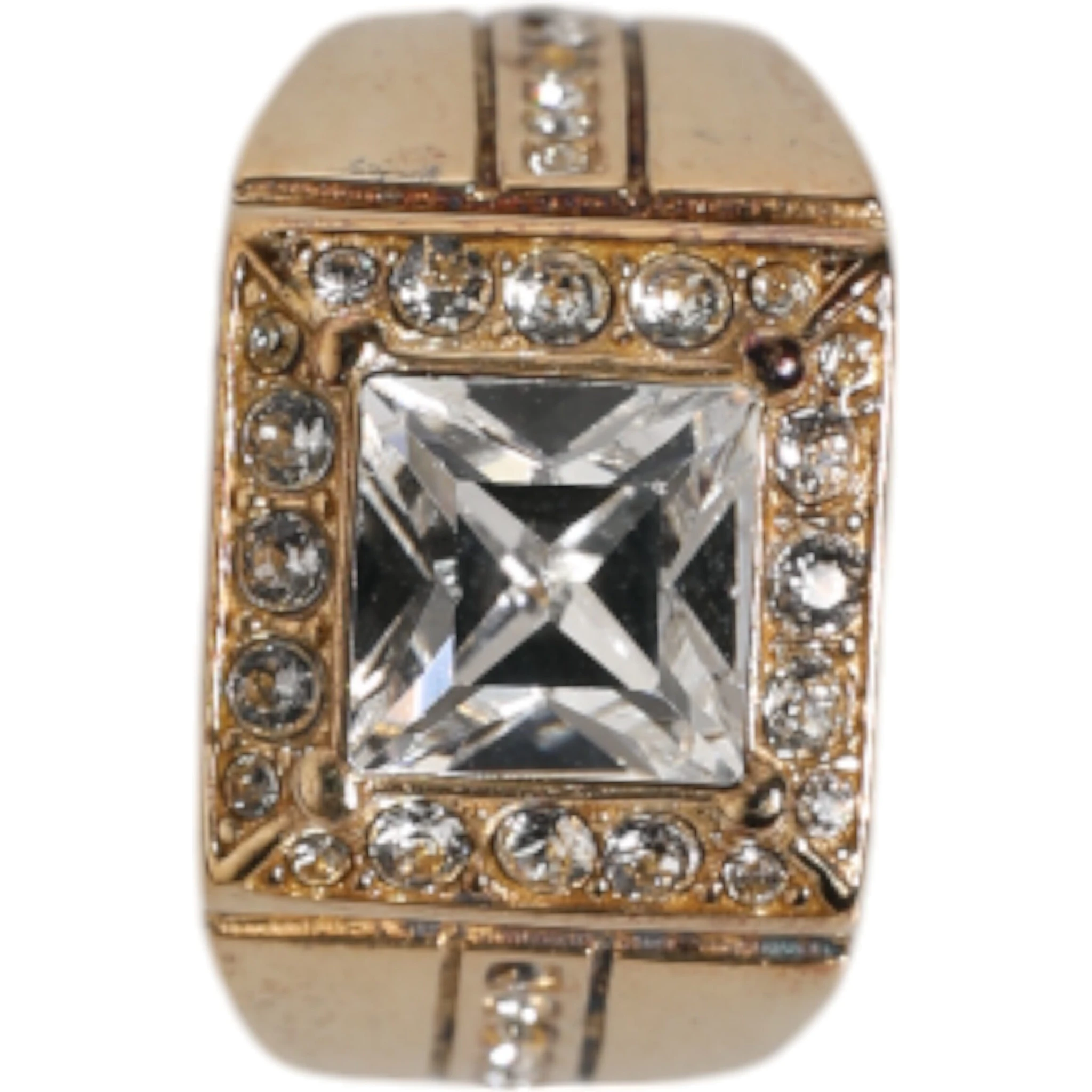 Gold Tone Sterling Silver 925 Crystals Ring