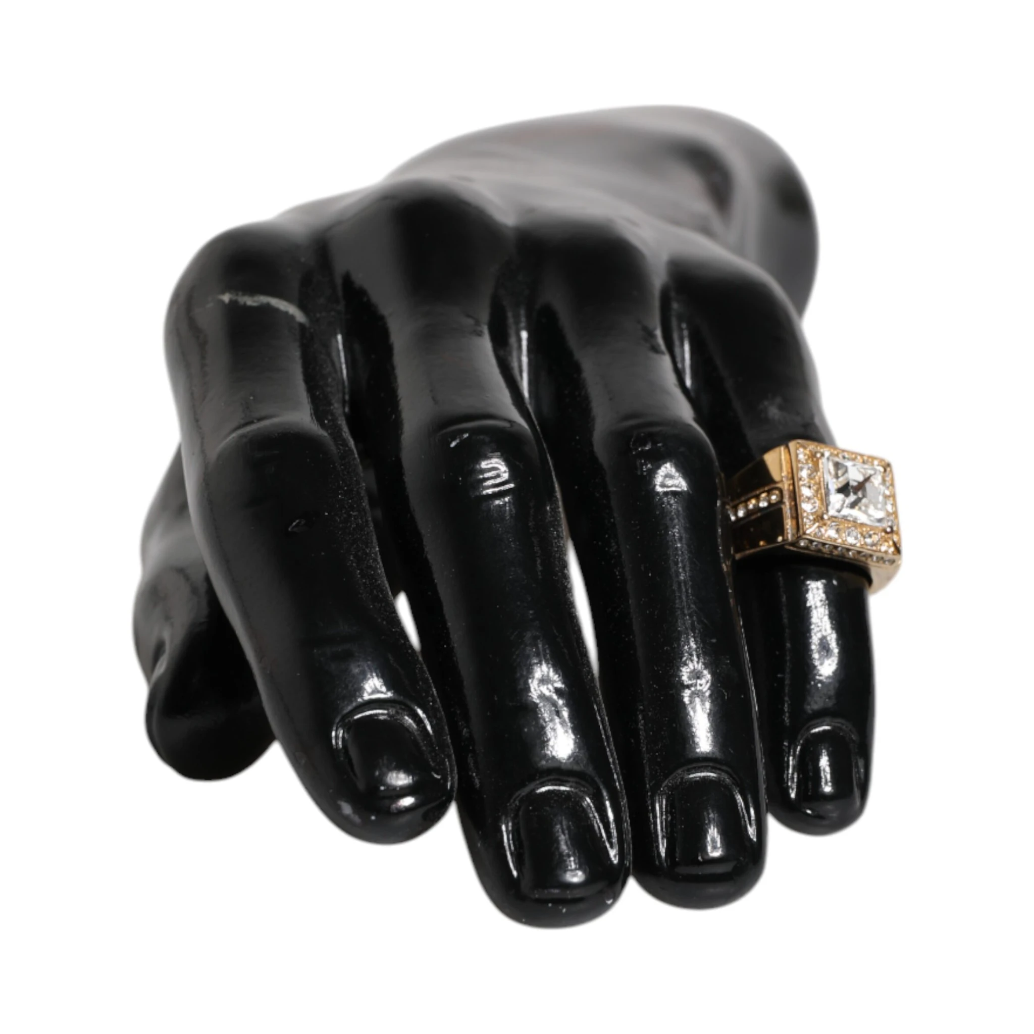 Gold Tone Sterling Silver 925 Crystals Ring