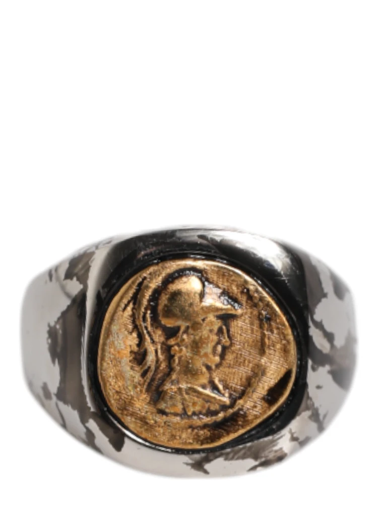 Silver Tone Engraved Two Color Real Brass Ring alternative