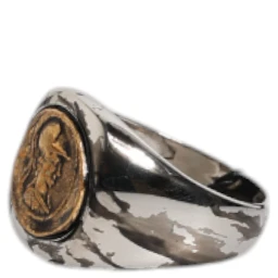 Silver Tone Engraved Two Color Real Brass Ring