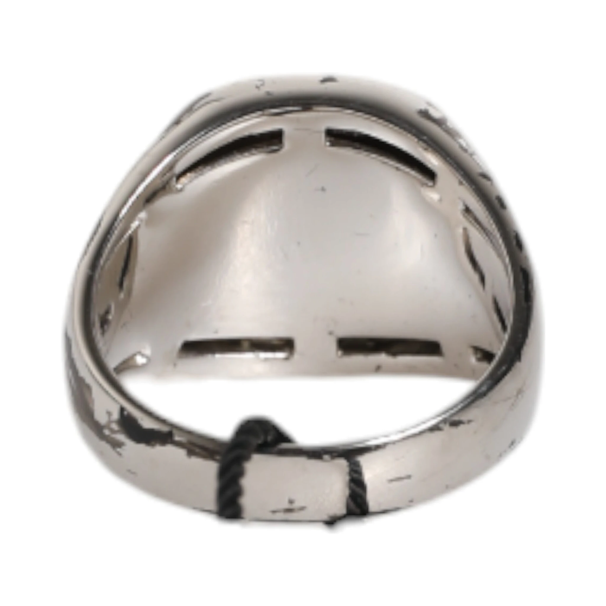 Silver Tone Engraved Two Color Real Brass Ring