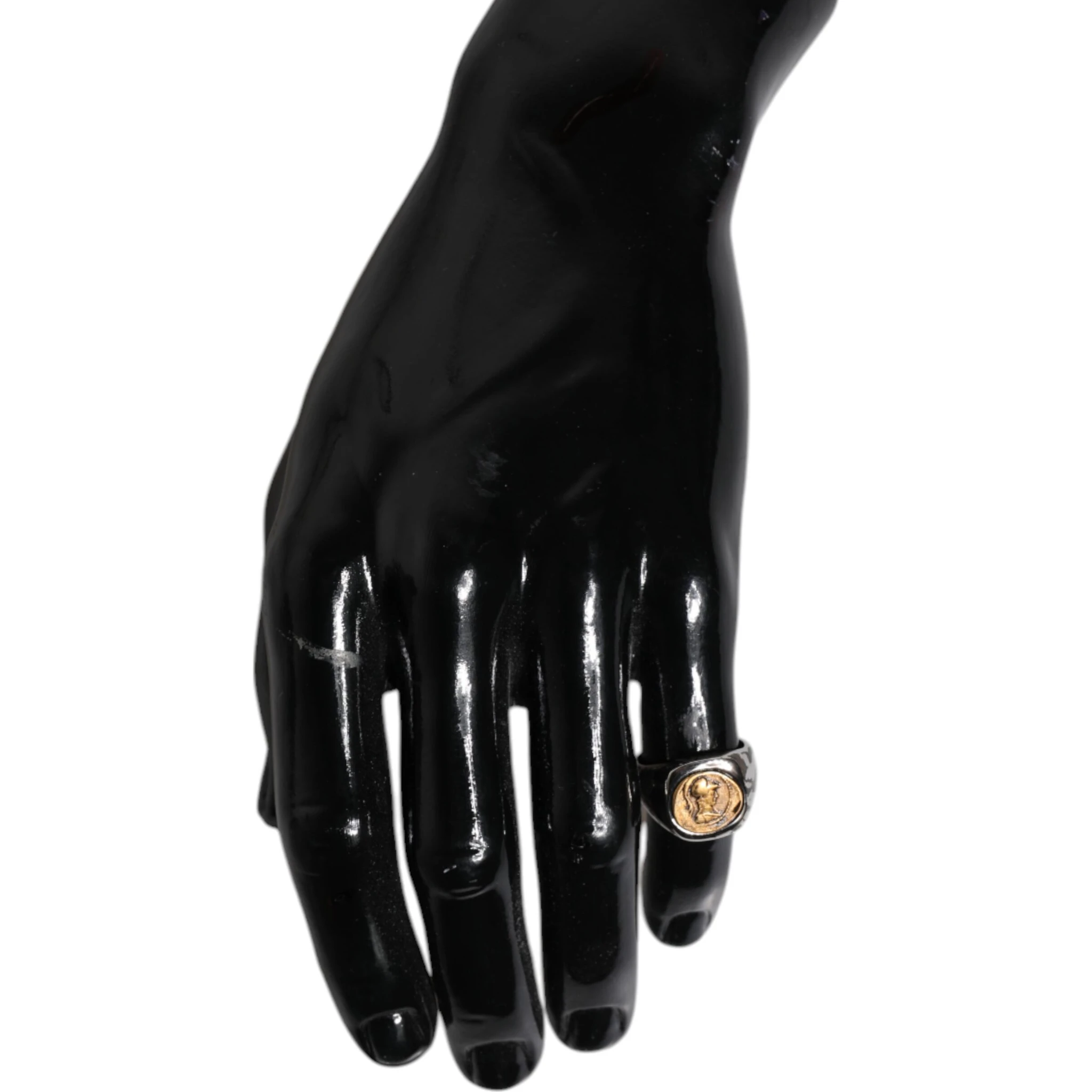 Silver Tone Engraved Two Color Real Brass Ring