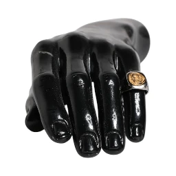 Silver Tone Engraved Two Color Real Brass Ring