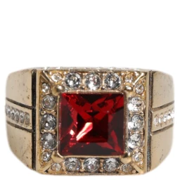 Gold Tone Sterling Silver 925 Crystals Ring