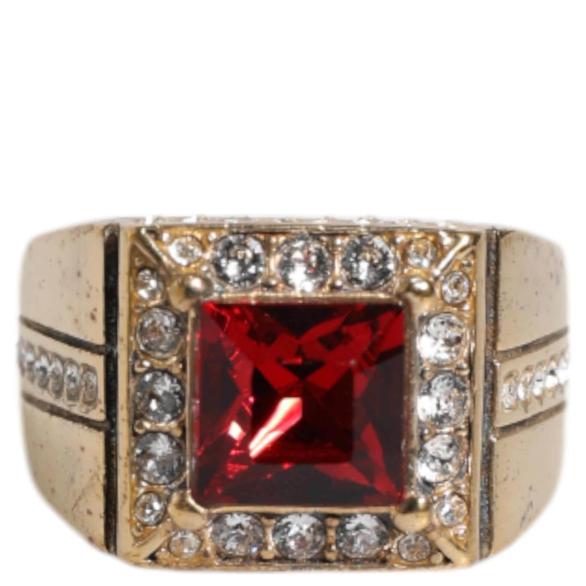 Gold Tone Sterling Silver 925 Crystals Ring