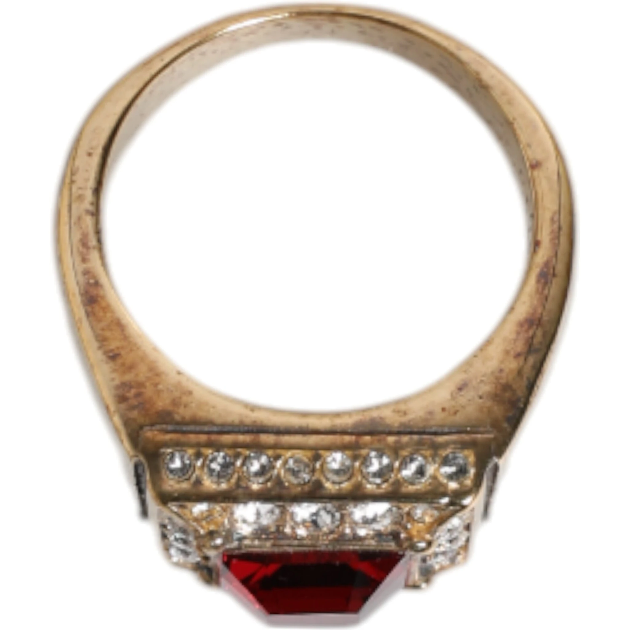 Gold Tone Sterling Silver 925 Crystals Ring