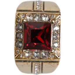 Gold Tone Sterling Silver 925 Crystals Ring