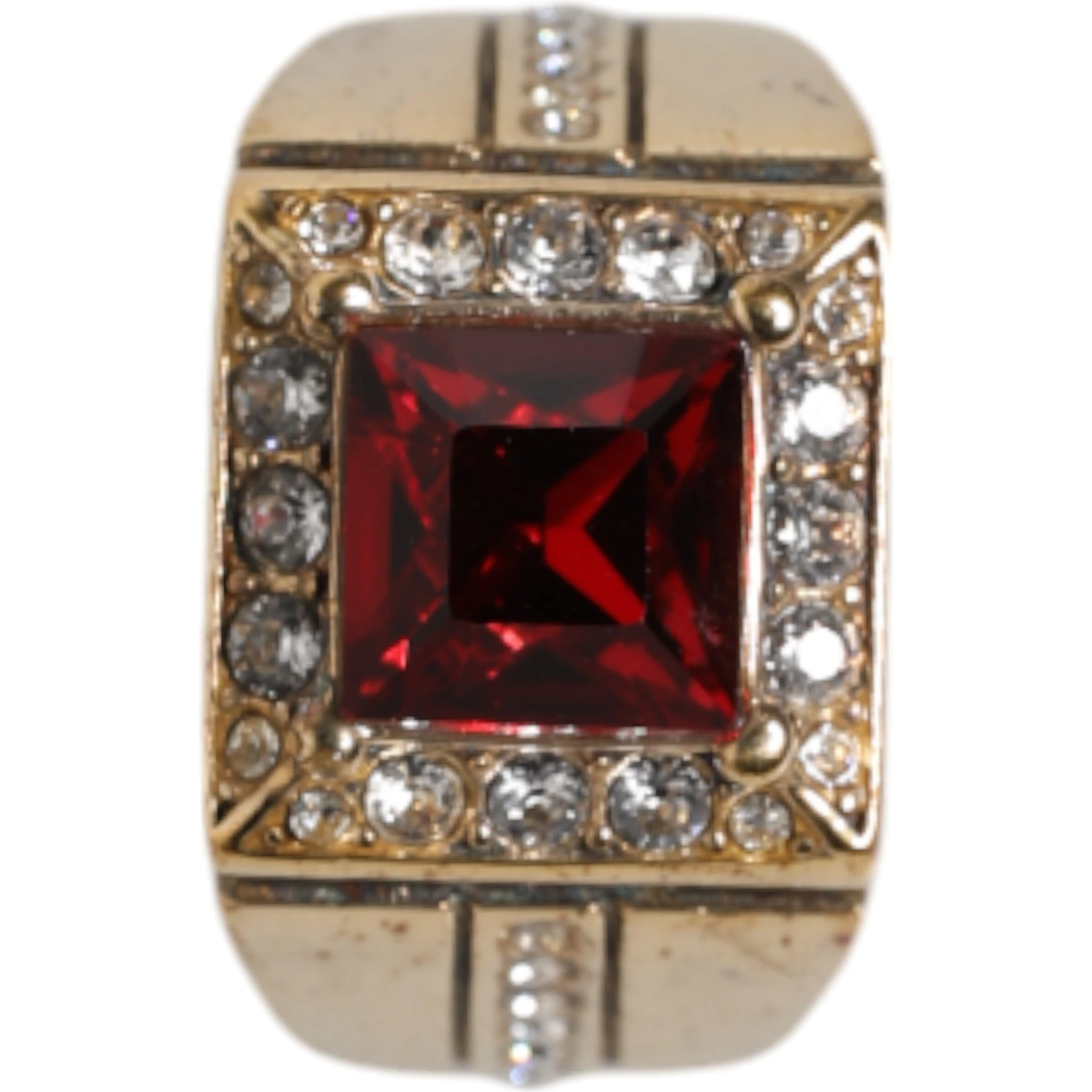 Gold Tone Sterling Silver 925 Crystals Ring