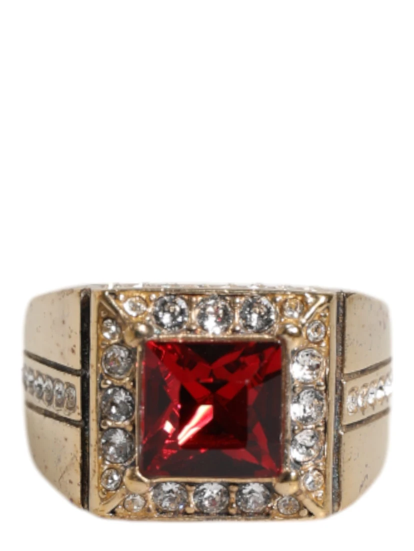 Gold Tone Sterling Silver 925 Crystals Ring