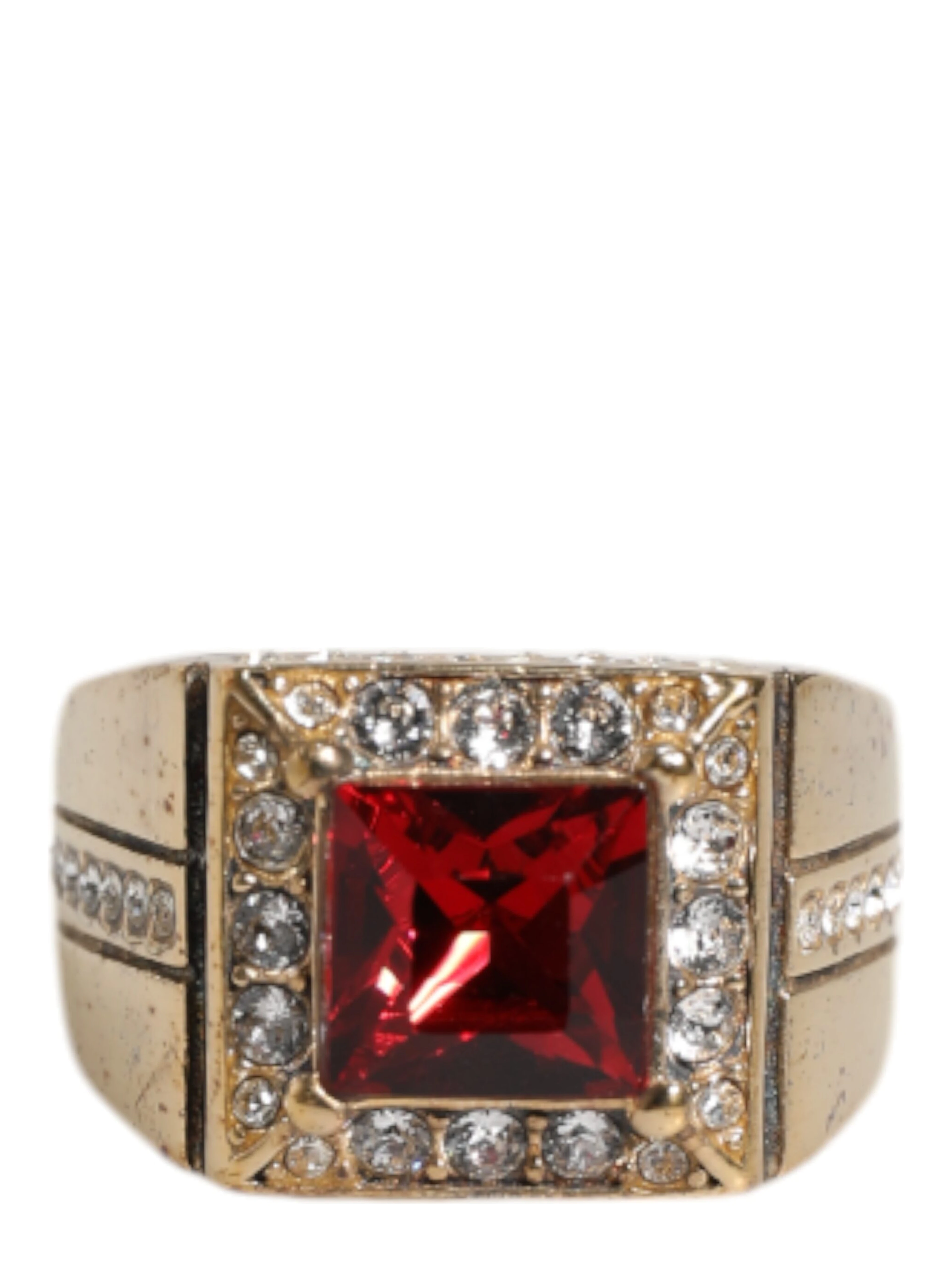Gold Tone Sterling Silver 925 Crystals Ring