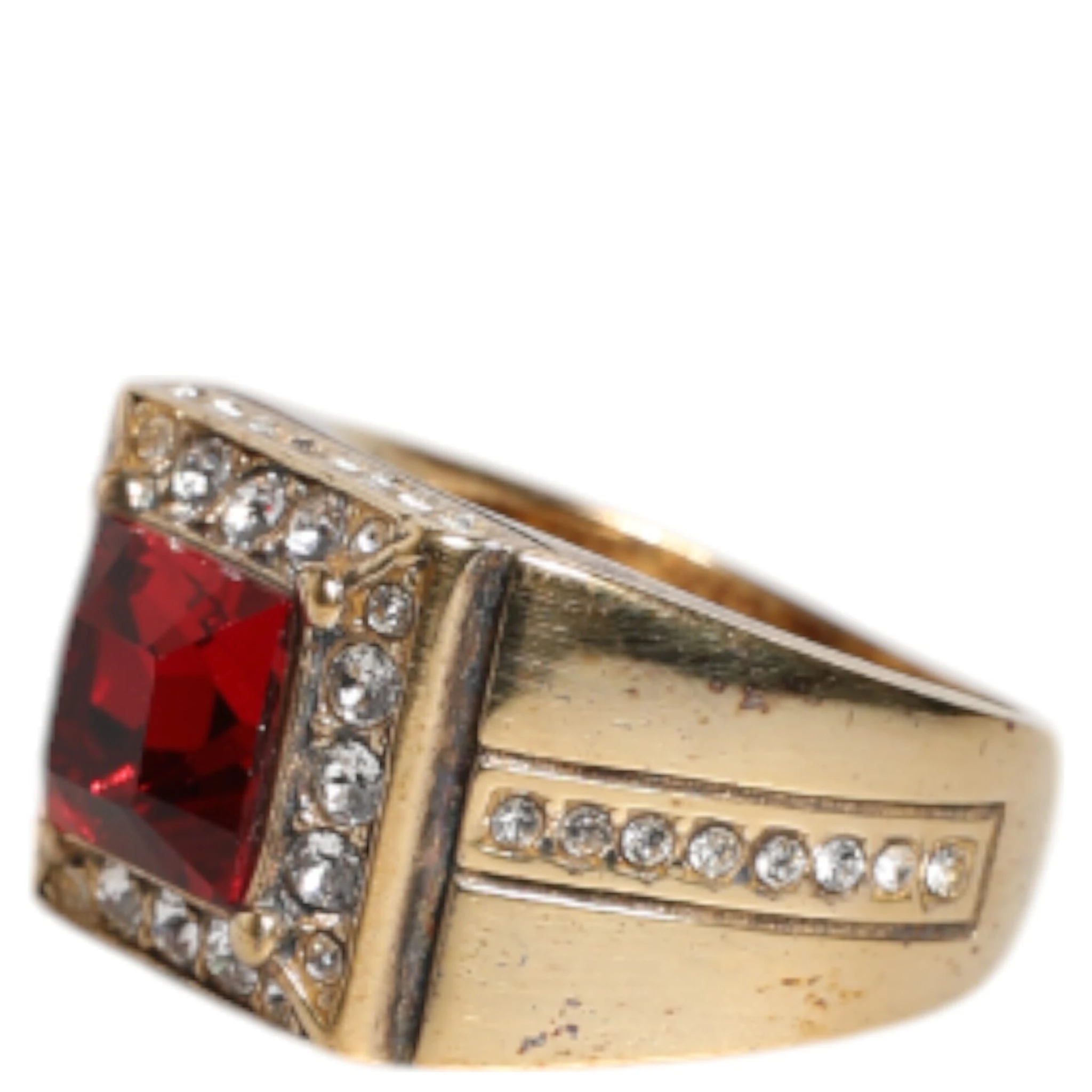 Gold Tone Sterling Silver 925 Crystals Ring