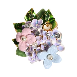 Multicolor Floral Crystals Pearls Enamel Accents Brooch