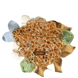 Multicolor Floral Crystals Pearls Enamel Accents Brooch