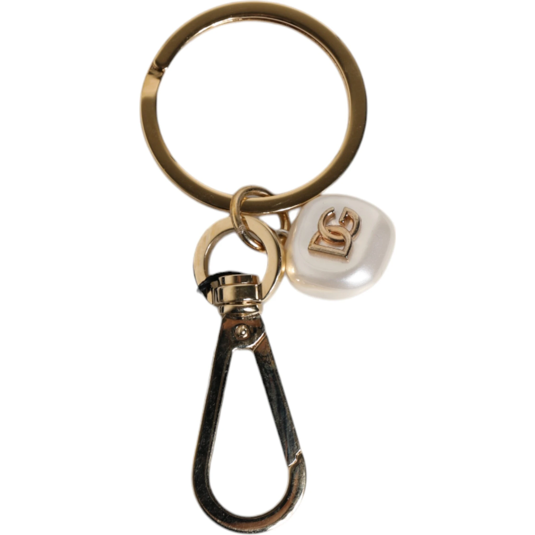 Chic Gold Brass Faux Pearl Letter Charm Keyring Keychain
