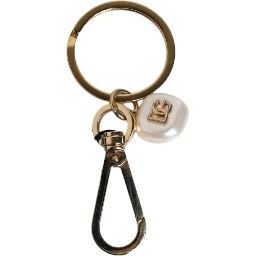 Chic Gold Brass Faux Pearl Letter Charm Keyring Keychain