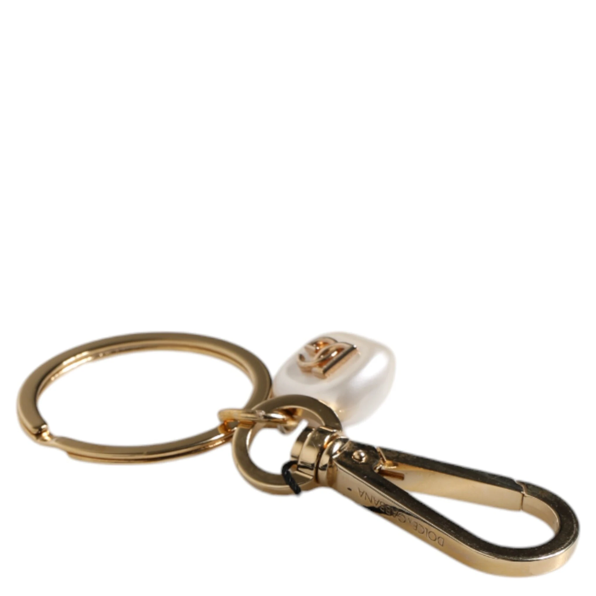 Chic Gold Brass Faux Pearl Letter Charm Keyring Keychain