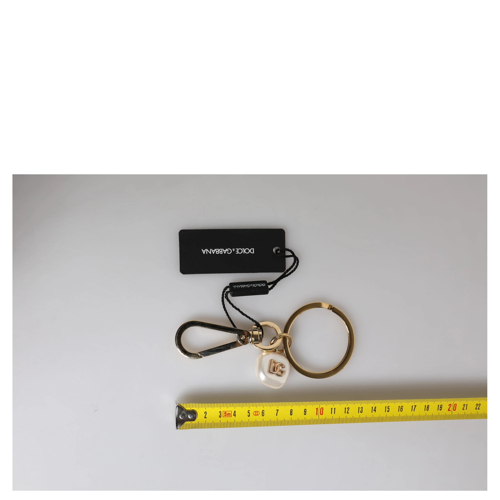 Chic Gold Brass Faux Pearl Letter Charm Keyring Keychain