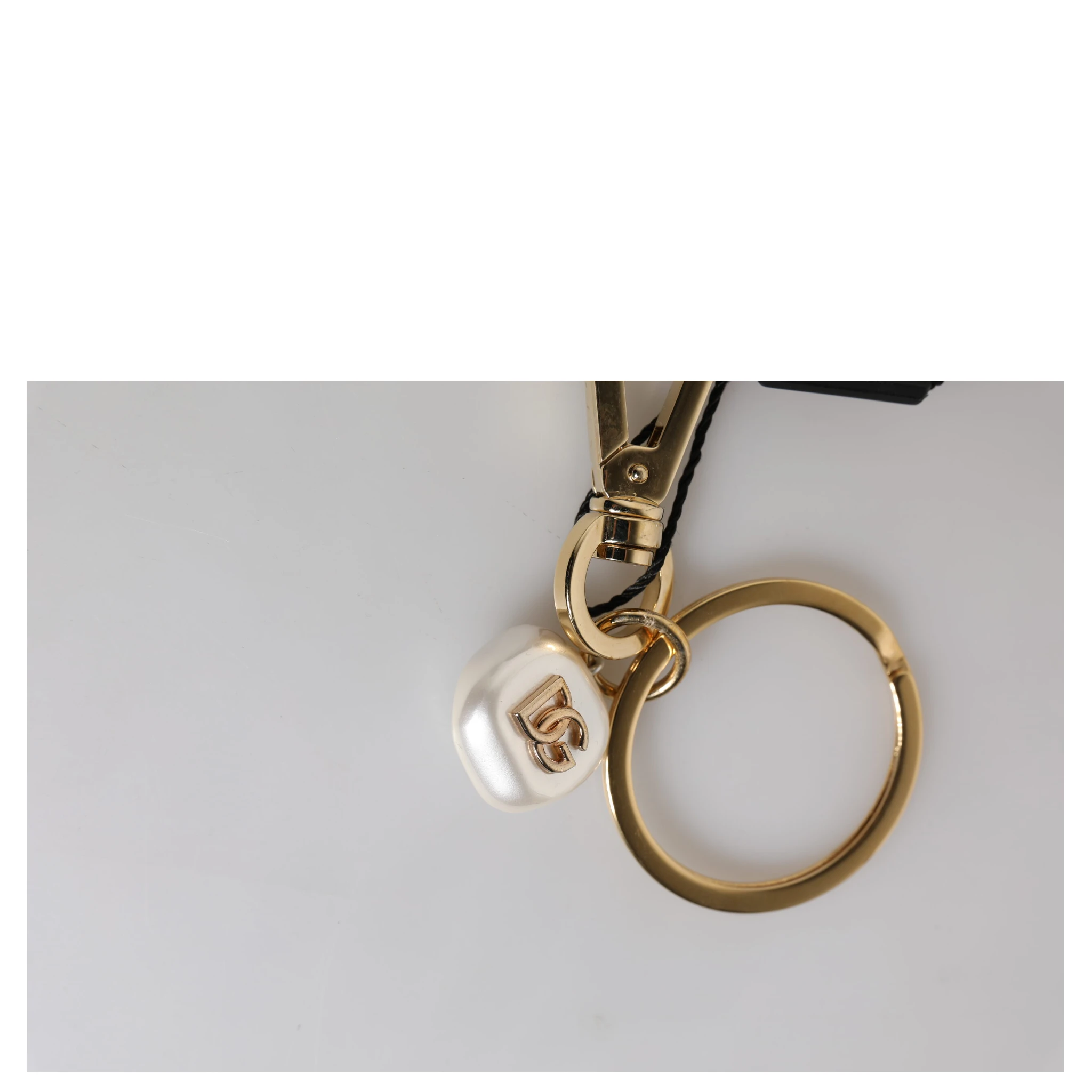 Chic Gold Brass Faux Pearl Letter Charm Keyring Keychain