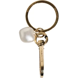 Chic Gold Brass Faux Pearl Letter Charm Keyring Keychain