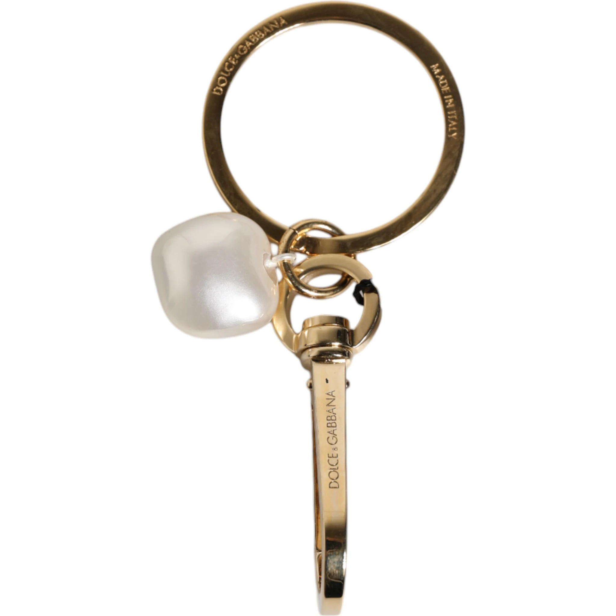 Chic Gold Brass Faux Pearl Letter Charm Keyring Keychain