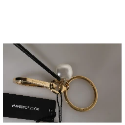 Chic Gold Brass Faux Pearl Letter Charm Keyring Keychain