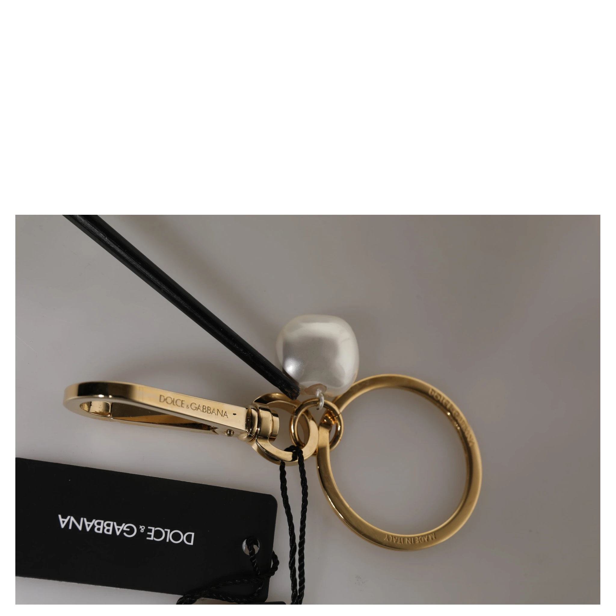 Chic Gold Brass Faux Pearl Letter Charm Keyring Keychain