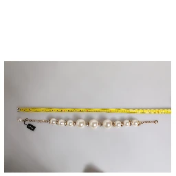 White Maxi Faux Pearl Beads Crystals Gold Chain Necklace