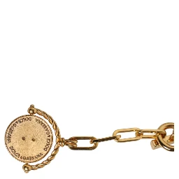 Gold Chain Brass Faux Pearl Charm Logo Pendant Necklace