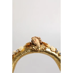 Gold Leather Floral Crystal Angel Headset Headphones