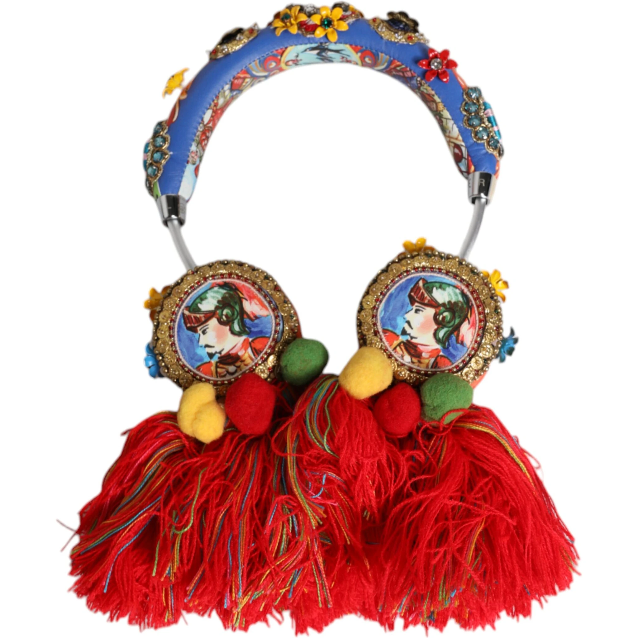 Multicolor Whimsical Tasseled Crystal Headset Headphones