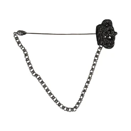 Silver Tone Brass Crown Chain Women Brooch Lapel Pin