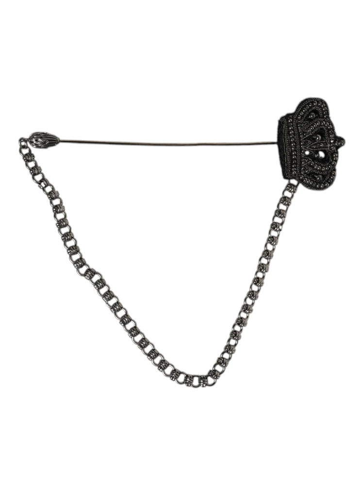 Silver Tone Brass Crown Chain Women Brooch Lapel Pin alternative