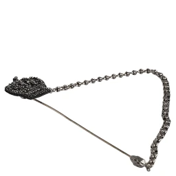 Silver Tone Brass Crown Chain Women Brooch Lapel Pin