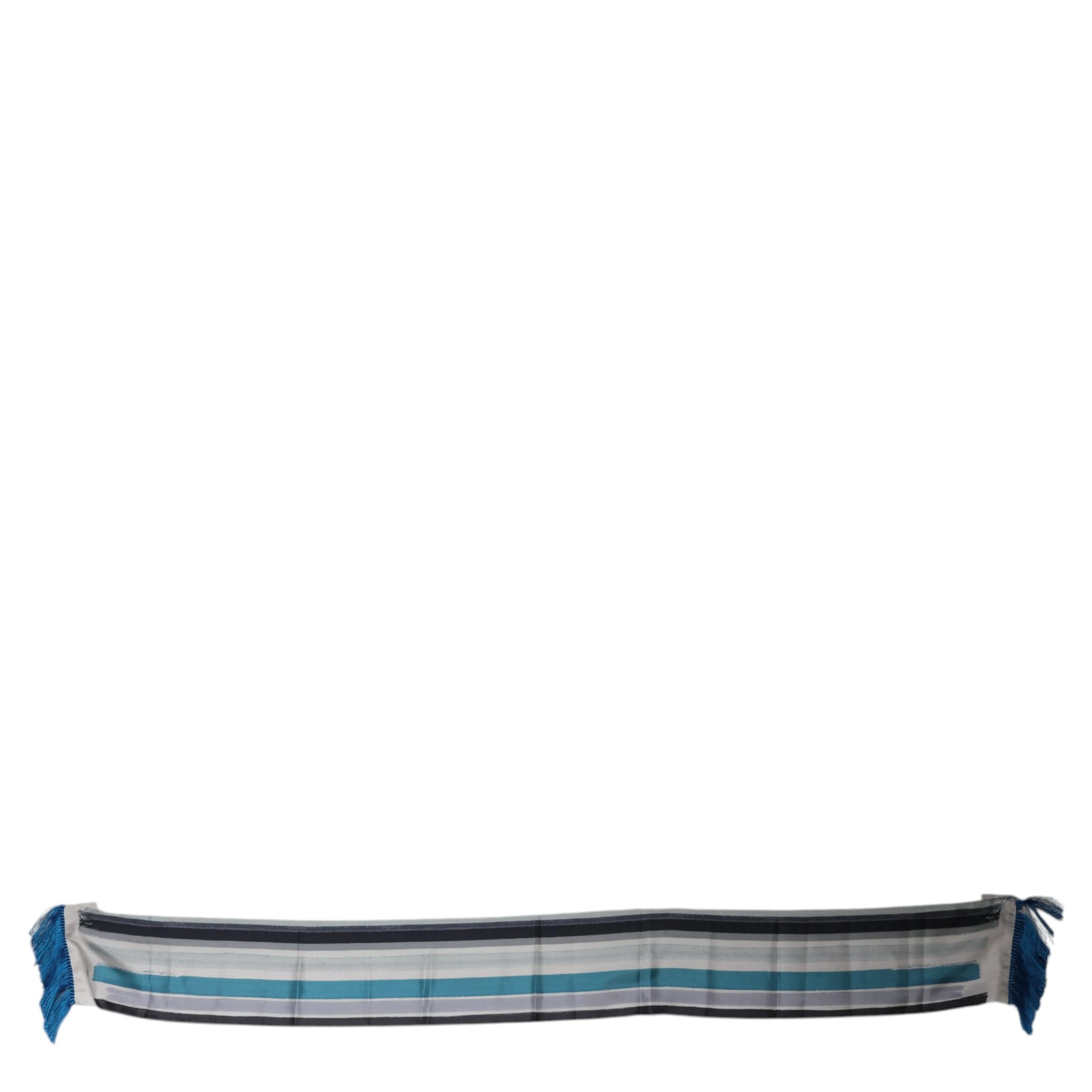 Multicolor Stripes Silk Fringes Neck Foulard Scarf