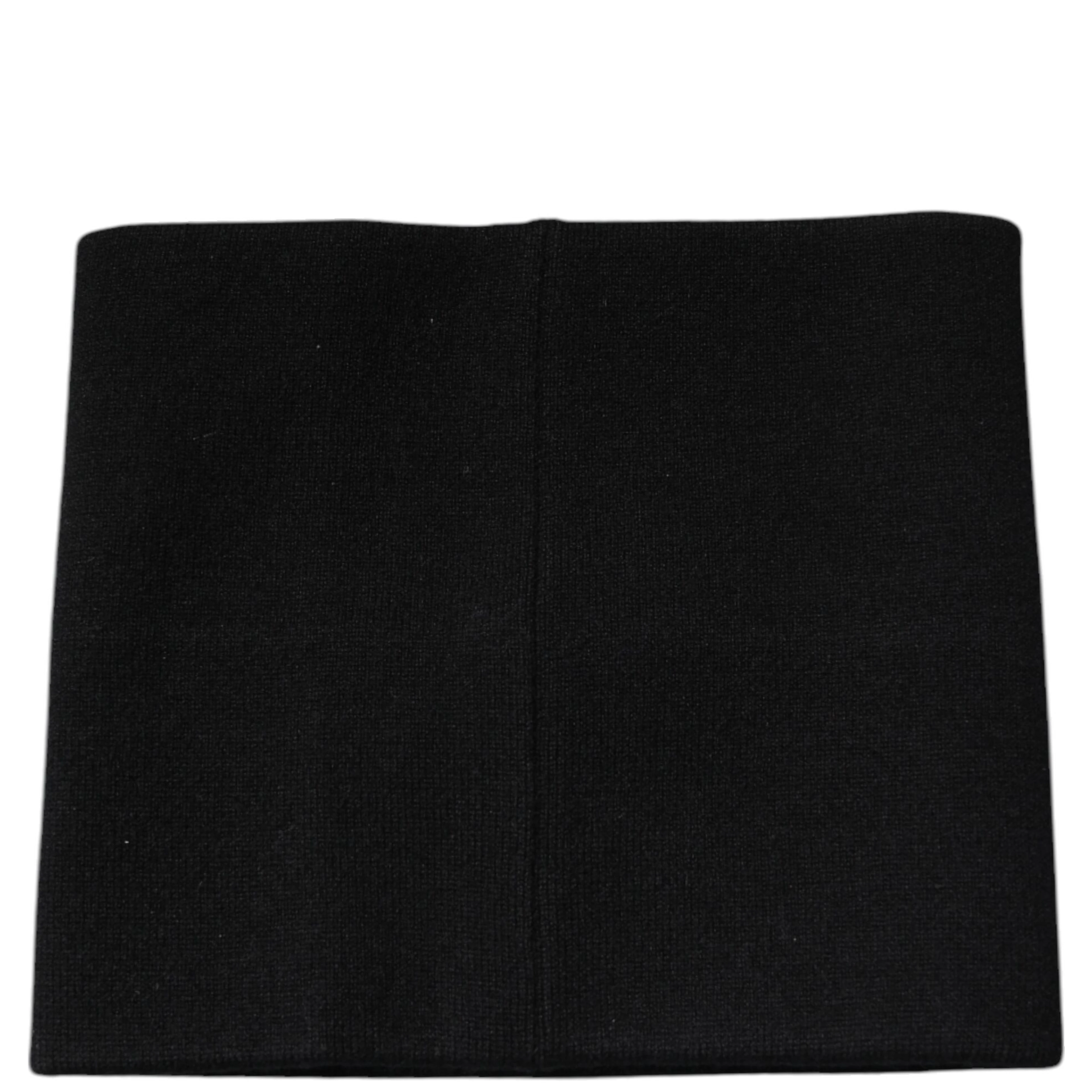 Black Cashmere Knitted Square Handkerchief Scarf