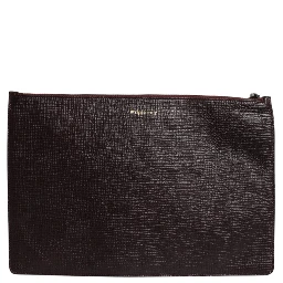 Brown Leather #DGFAMILY Embellished Men Clutch Pouch Bag