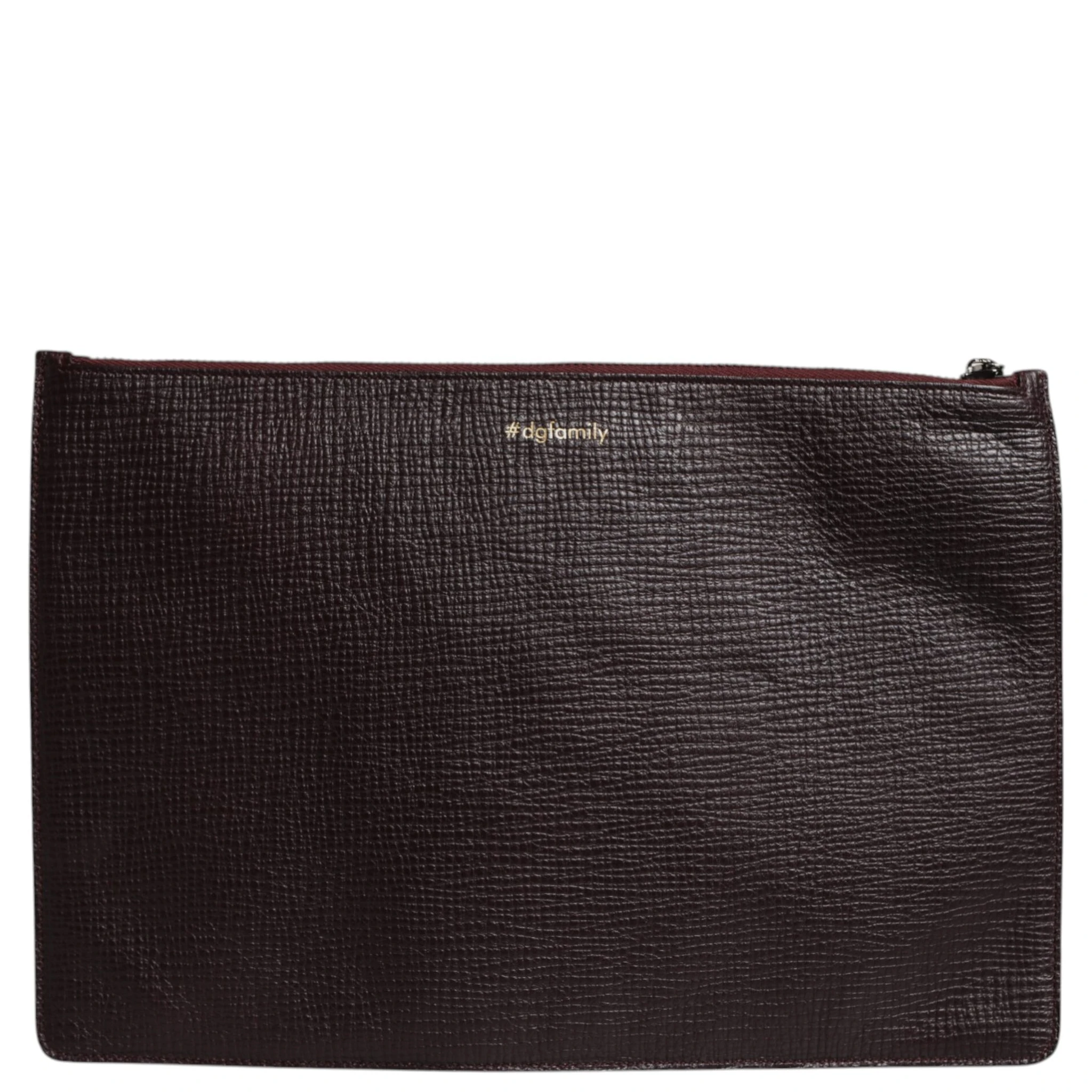 Brown Leather #DGFAMILY Embellished Men Clutch Pouch Bag