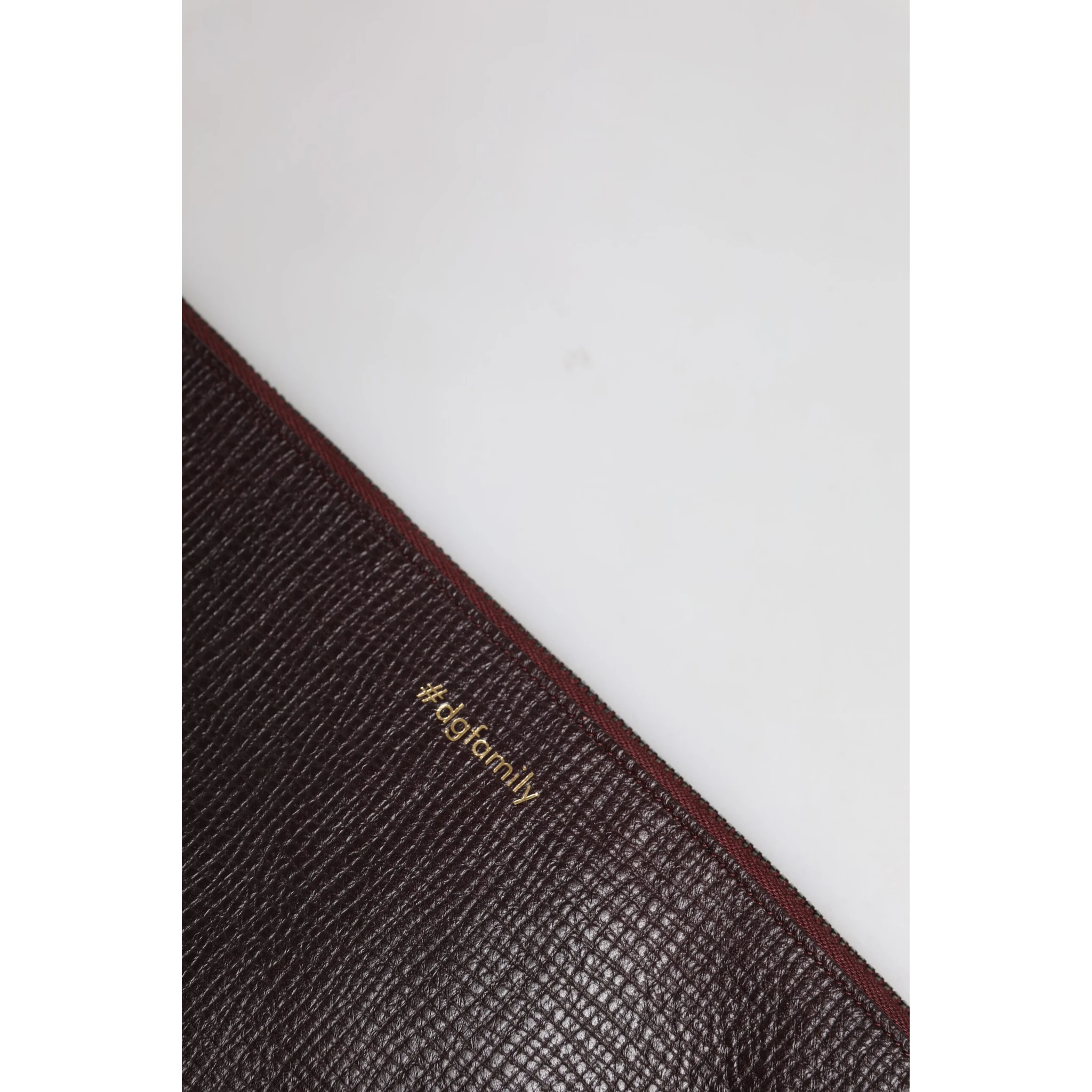 Brown Leather #DGFAMILY Embellished Men Clutch Pouch Bag