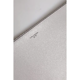 Gray Solid Leather DG Logo Men Clutch Zip Pouch Bag