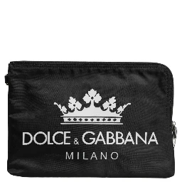 Black DG Milano Print Nylon Pouch Clutch Bag